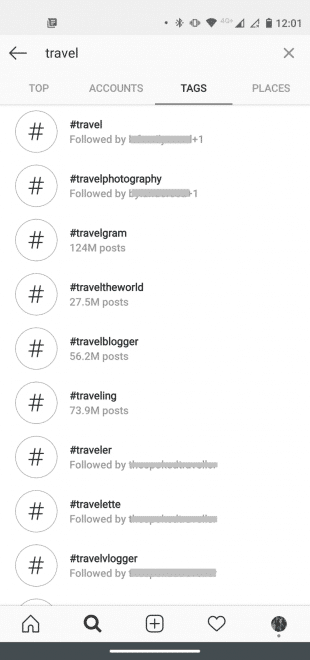 elenco hashtags Instagram