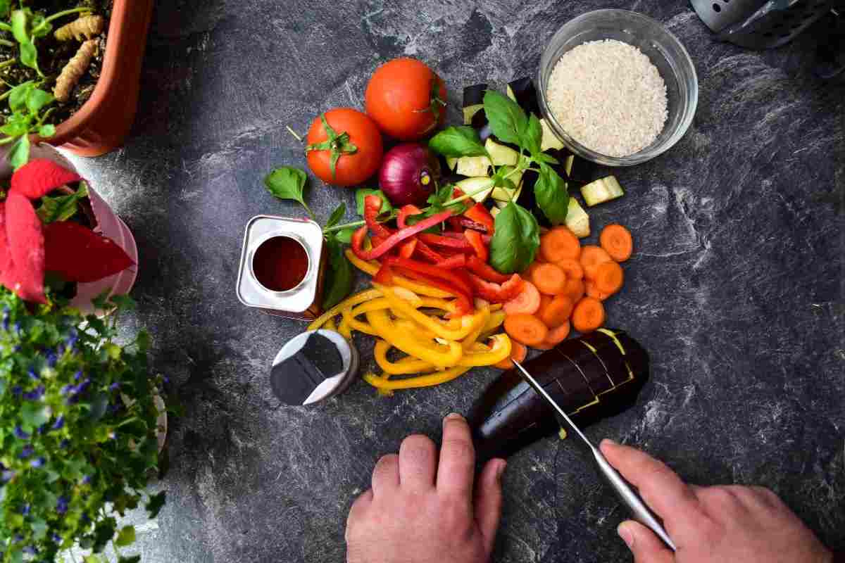 preparazione verdure fresche